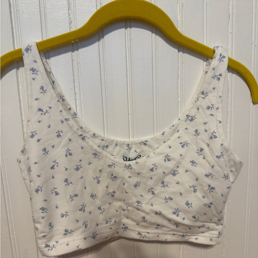 Floral White and Blue Women's Top